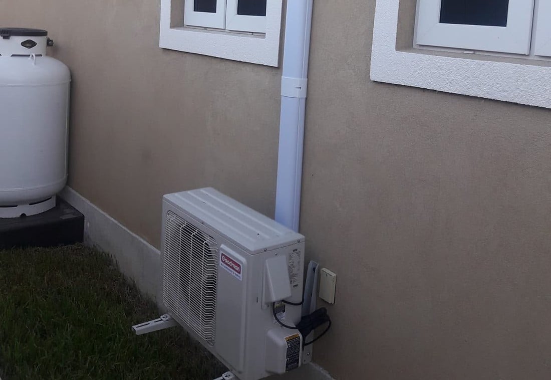 Split air conditioning unit installed at a home in Nassau